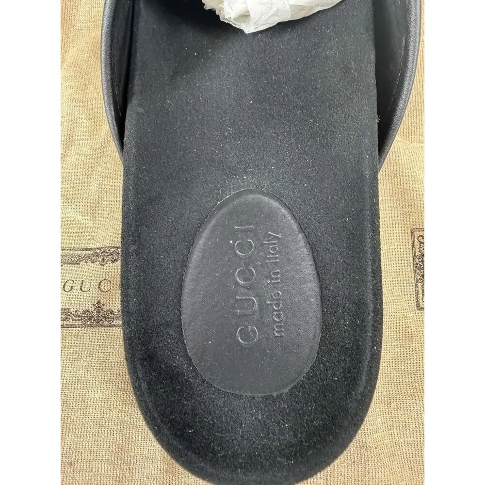 Gucci GG Supreme Maxi Horsebit Mules Canvas Slippers US 13.5 SPB-TS 371578